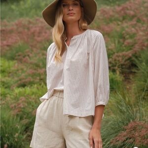 Jenni kayne willow blouse putty stripe